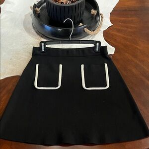 Zara Black Mini Skirt with White Trim